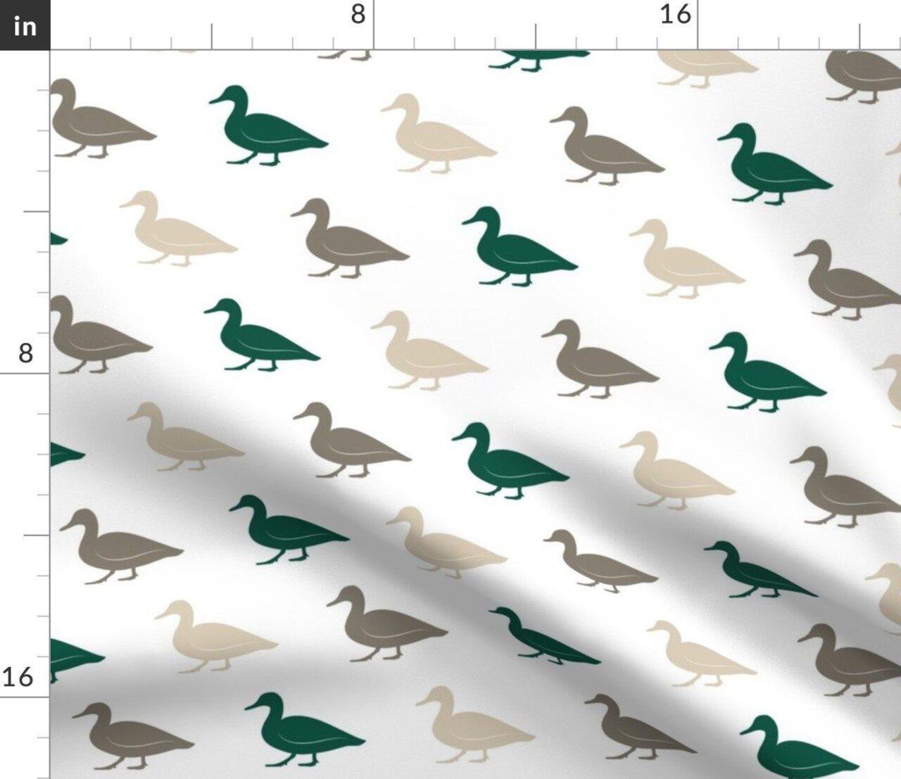 Multi Duck Wholecloth Cheater Quilt Top Coordinate Green Ducks Hunting Nursery Boy Beige Warm Gray Bird Animal Custom Printed Fabric by Spoonflower Various Fabrics by the Yard or Fat Quarter